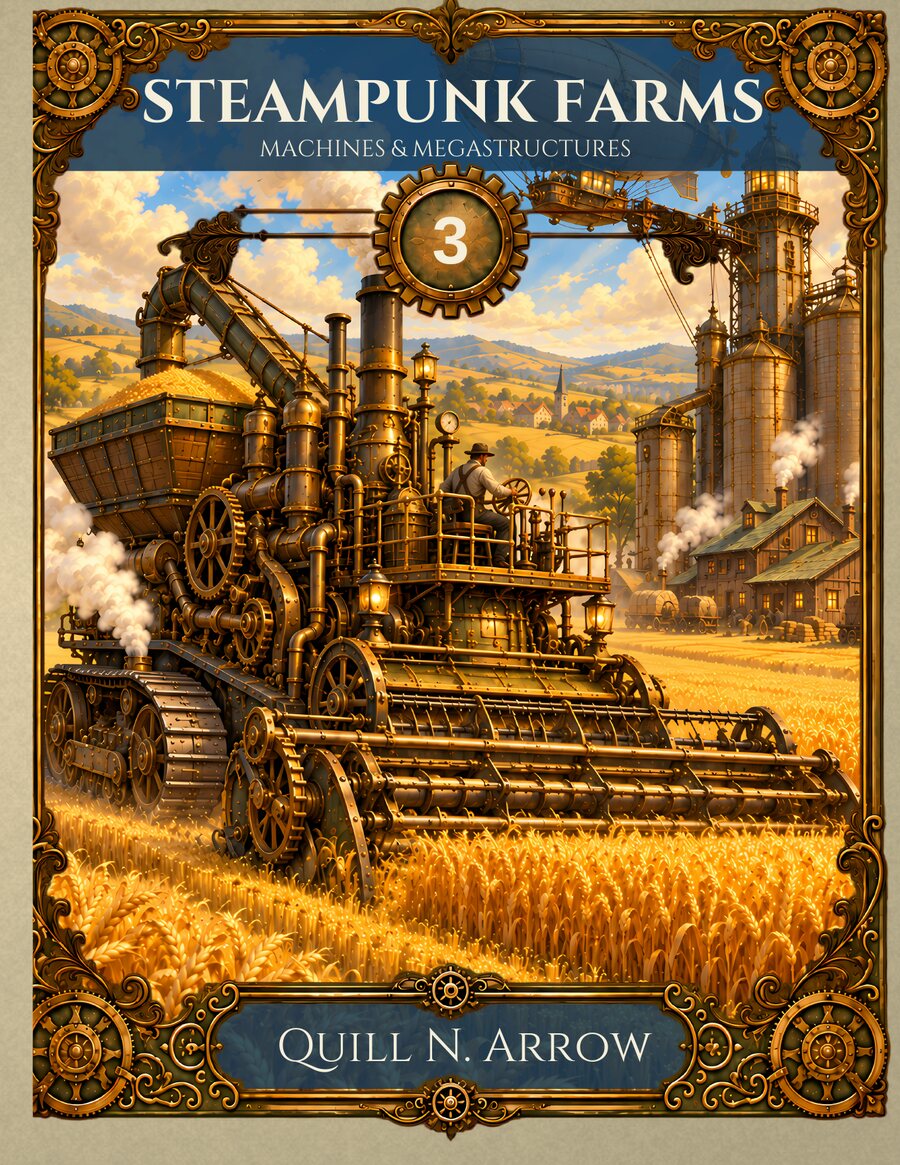 Steampunk Farms Volume 3: Machines & Megastructures — coloring book cover